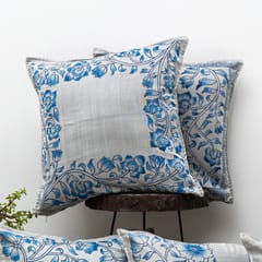 Guthali -Blue Pottery Grey Cushion Cover Set of 5