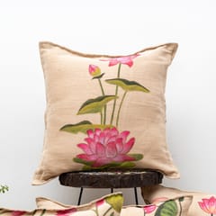 Guthali -Pichwai Hand Painted Cushion Cover Set of 4 In Jute