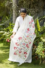 Guthali -Mughal Bagh Pastel Handpainted Dupatta