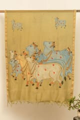 Guthali -Pichwai Cow Painted Chanderi Dupatta