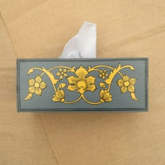 Guthali -Grey & Gold Mughal Kanat Handpainted Tissue Box