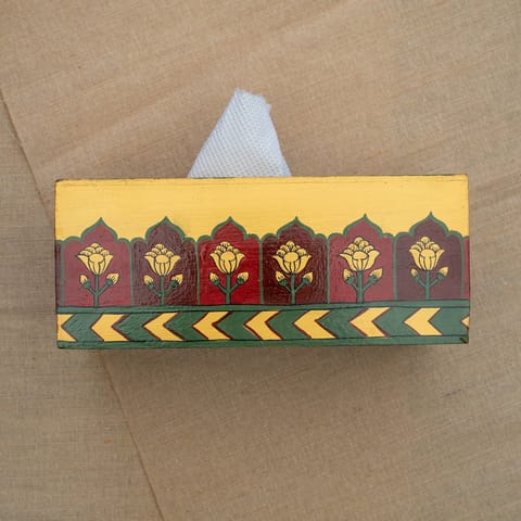 Guthali -Mahroon & Gold Mughal kanat Tissue box