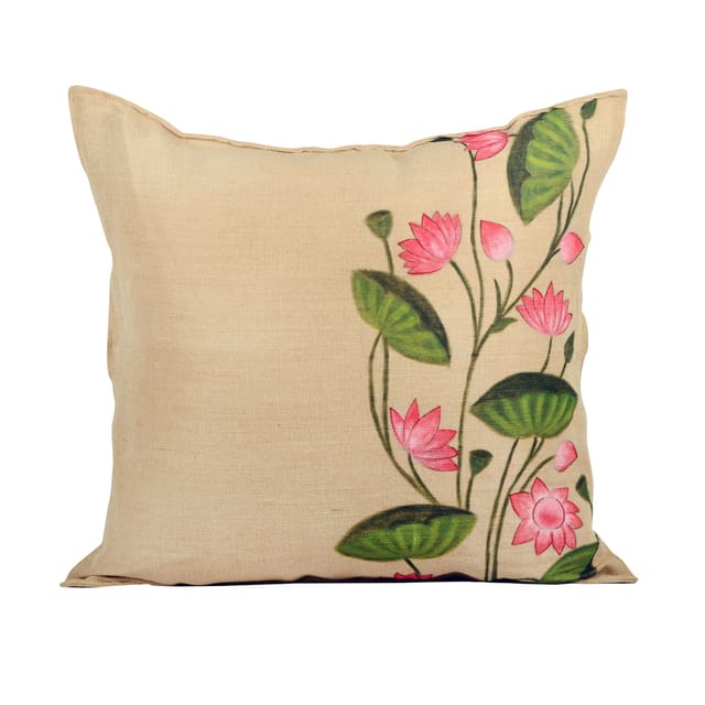 Guthali -Pichwai Nalini Cushion Cover In Jute