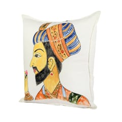 Guthali -Mughal Raja Handpainted Cushion Cover