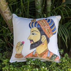 Guthali -Mughal Raja Handpainted Cushion Cover