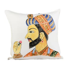Guthali -Mughal Raja Handpainted Cushion Cover