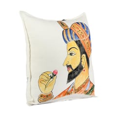 Guthali -Mughal Raja Handpainted Cushion Cover