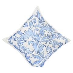 Guthali -Blue Pottery Handpainted Cushion Cover In Khadi