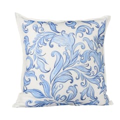 Guthali -Blue Pottery Handpainted Cushion Cover In Khadi