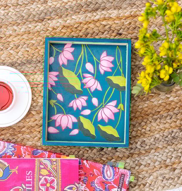 Guthali -Teal Pichwai Serving Tray Small