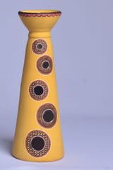 Antarang- terracotta- handcrafted- yellow long diya