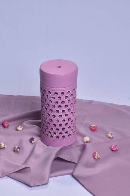 Antarang- terracotta- handcrafted- cyclinder lilac  lampshade