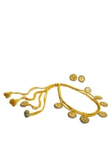 Antarang, yellow kajal cord neckpiece, 100% cotton. Hand made by divyang rural women