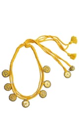 Antarang, yellow kajal cord neckpiece, 100% cotton. Hand made by divyang rural women