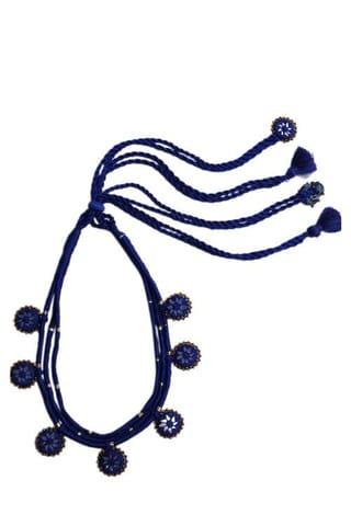Antarang, royal blue kajalcord neckpiece, 100% cotton. Hand made by divyang rural women