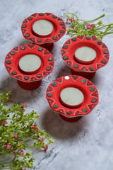 Antarang- Terracotta- Red- T-light holders (Set of 4)
