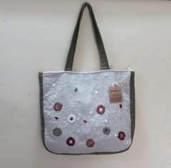 Kritenya - Tote Bag In Linen Cotton Olive Details .