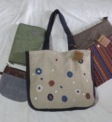 Kritenya - Tote Bag In Linen Cotton Indigo Details.