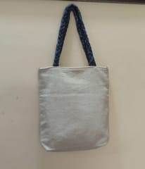 Kritenya - Small Tote Bag In Linen Cotton With Grey Details .