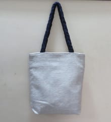 Kritenya - Small Tote Bag In Linen Cotton With Blue Details.