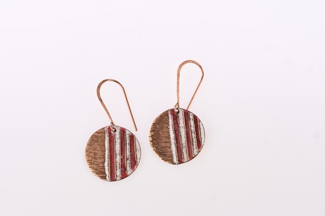 Ekibeki - Hand Crafted - Crinkle Fire Earrings Small