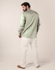 Sage Green Tencelacent Satin Shirt