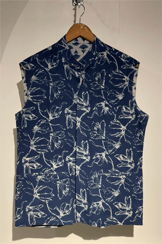 Antaratma - REVERSIBLE INDIGO UNISEX SUMMER NEHRU JACKET