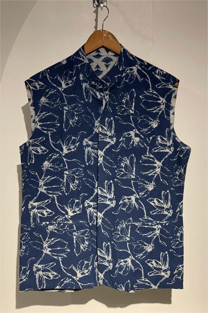 REVERSIBLE INDIGO UNISEX SUMMER NEHRU JACKET