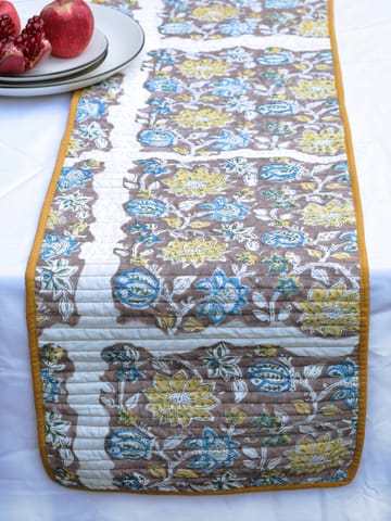 KALAAAI STUDIO - Yellow & Brown Reversible Organic Cotton Table Runner