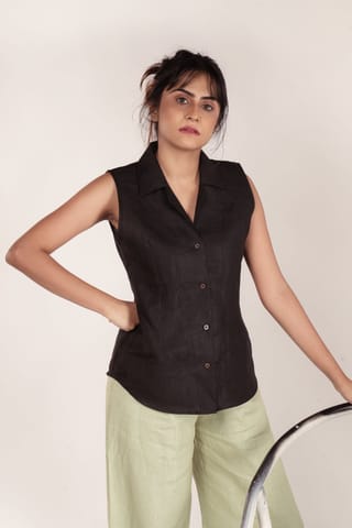 Sleeveless shirt for women in Hemp