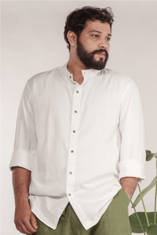 Antaratma - Mandarin-collared Ayurvedic Cotton Shirt