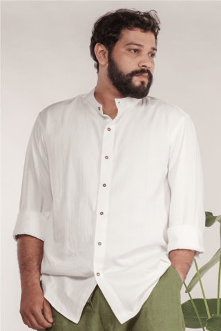 Mandarin-collared Ayurvedic Cotton Shirt