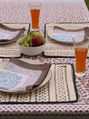 KALAAAI STUDIO - Brown & Turquoise Organic Cotton Napkins - Set of 4 | Ethnic Design