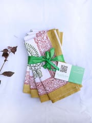 KALAAAI STUDIO - Set of 4 Handcrafted Organic Cotton Napkins | Yellow Ochre Minimalist Design