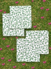 KALAAAI STUDIO - Green Organic Cotton Dinner Napkins - Set of 4 | Abstract Leaf Design