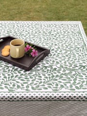 KALAAAI STUDIO - Abstract Leaf Design Green and White Table Cover | Eco-Friendly