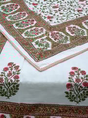 KALAAAI STUDIO - Indian Summer A/C Quilt 90x60inches: Pink & White Reversible, Mughal Print