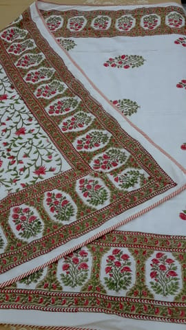 KALAAAI STUDIO - Indian Summer A/C Quilt 90x60inches: Pink & White Reversible, Mughal Print