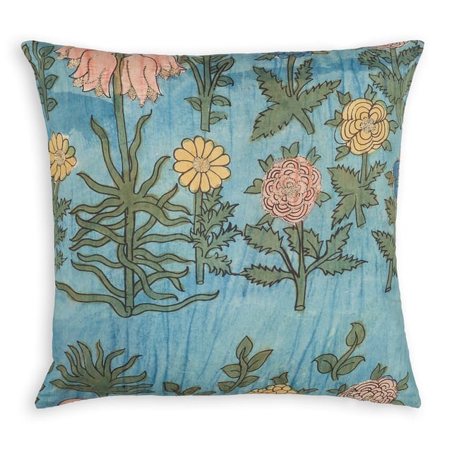 Eyaas - Handpainted Embroidered Kalamkari Cushion Cover - 18x18