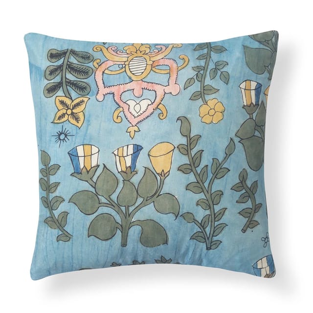 Eyaas - Handpainted Kalamkari Cushion Cover - 18x18