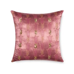 Eyaas - Hand Printed & Embroidered Mashru Cushion Cover - 12x12