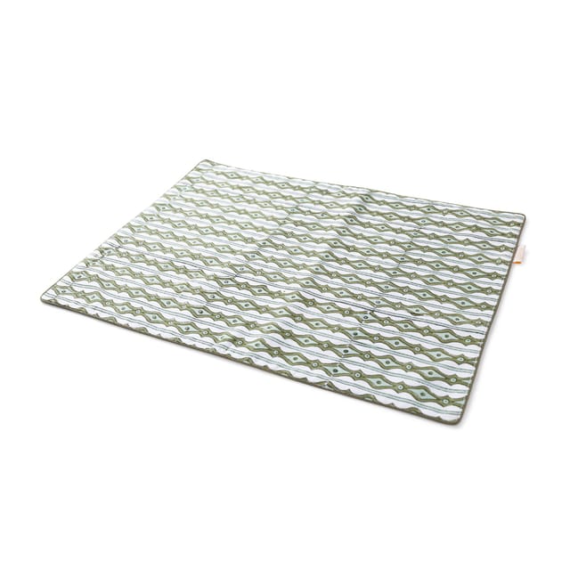 Eyass - Block Print Table Mat in Green & White - 13x18