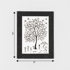 Eyaas - Warli Painting on Paper Tree of Life 8x10 Unframed