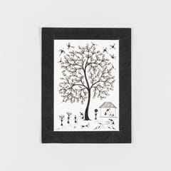 Eyaas - Warli Painting on Paper Tree of Life 8x10 Unframed
