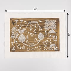 Eyaas - Warli Painting Crop Harvest & Granary - 16x22 Unframed