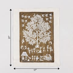 Eyaas - Warli Painting Tree of Life - 17x21 Unframed