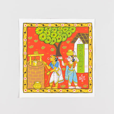 Eyaas - Cheriyal Painting Women At the Water Well 11.5x11.5