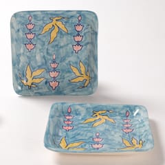Eyass - Handpainted Ceramic Square Platter - Set of 2