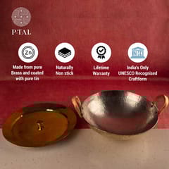 P-Tal - Set of 3 Brass Kadhais (1L round base, 3L round base, 3L flat base)