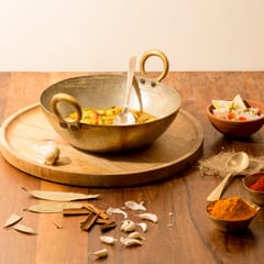P-Tal - Set of 3 Brass Kadhais (1L round base, 3L round base, 3L flat base)